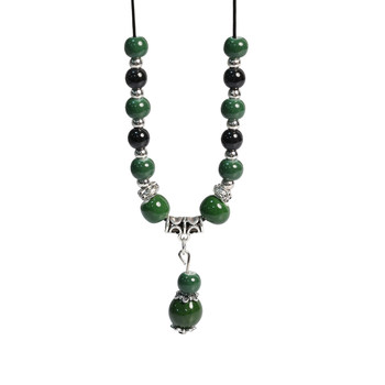 Ethnic style necklace for women jingdezhen ceramic sweater chain versatile autumn new clavicle chain ancient style clothing accessories