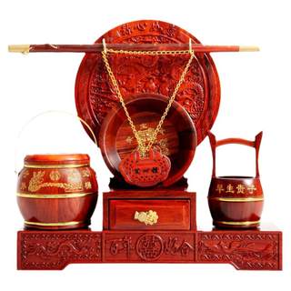 红木子孙桶结婚庆用品三件套陪嫁摆件实木大号红酸枝婚庆马桶嫁妆