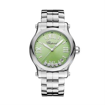 Chopard 36mm happy diamond green quartz watch calendar stainless steel women's watch christmas gift for girlfriend