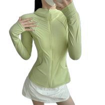 Brand high-end sports slim waist sun protection clothing ice silk womens summer outdoor anti-UV sun protection yoga clothing