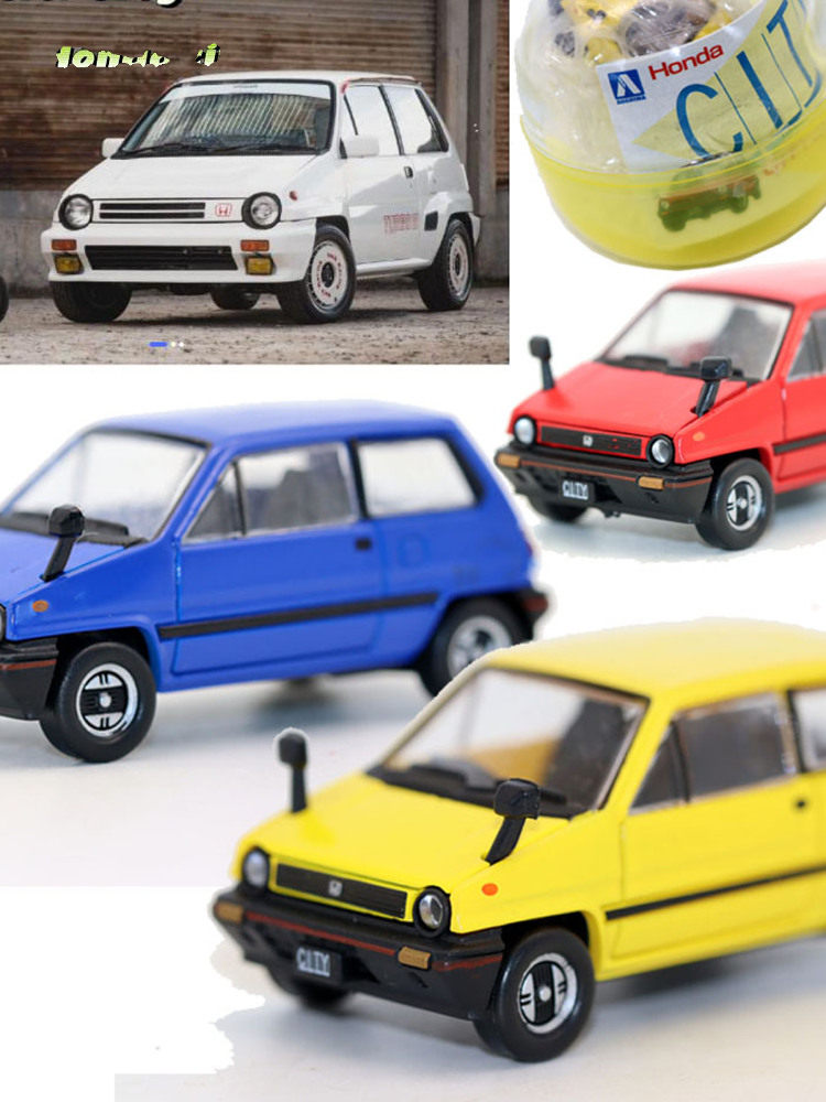 รถของเล่น Aoshima Qingdao Society Gashapon ขนาด 1/64 รุ่น Honda City รถวินเทจ