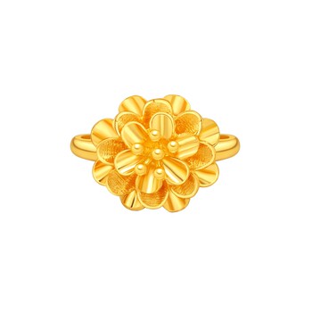 Laomiao gold solid gold 999 peony living ring graceful and luxurious flower special price
