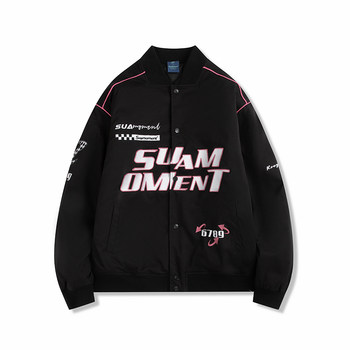 SUAMOMENT scratched letter logo embroidery loose cotton jacket winter thickened cotton jacket men's couple jacket