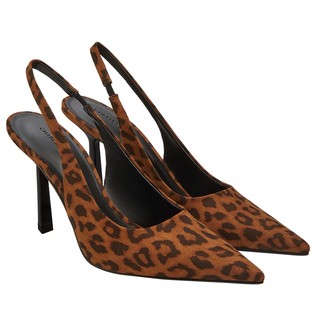 Charles&keith autumn and winter women's shoes ck1-60280451 leopard print pointed toe temperament sandals high heels