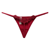 2 packs of European and American sexy lace thongs for women Y water-soluble T-pants plus size fat ice silk panties without a trace