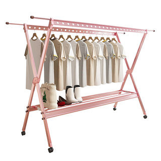 Clothes rack floor-to-ceiling folding indoor home balcony aluminum alloy cool drying rack mobile outdoor drying quilt storage rod