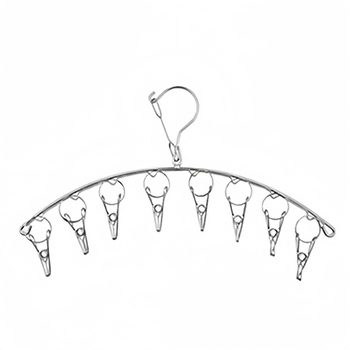 Stainless steel multi-clip clothes drying rack, household sock drying rack, multi-functional windproof dormitory artifact hook, sock drying rack