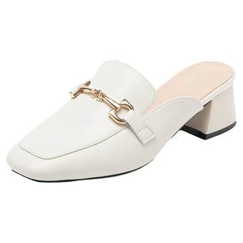 Daphne Baotou Half Slippers Women's Summer Outerwear 2024 New Summer Slip-on Sandals French Thick Heel Mules