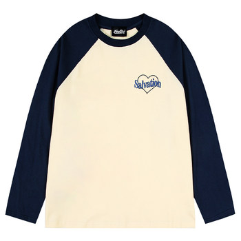 Xiaonili simple contrast color loose bottoming shirt trendy brand