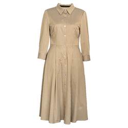 Luo Yi Fashion Striped Swing Dress 2024 Summer New Temperament Khaki Waist Shirt Dress 10311