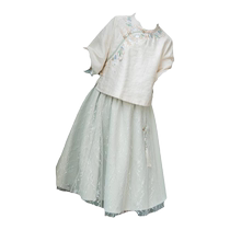 Drapeau Platine Handvêtements Girls Summer 2024 Nouveaux enfants Nouvelle République chinoise de Chine Vent Breeze Suit Country Windy Dress