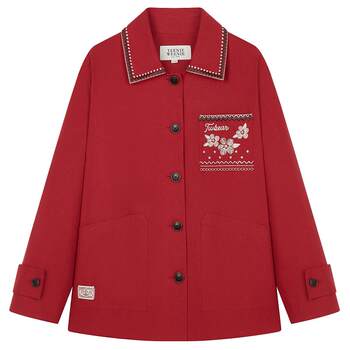 Teenieweenie ຫມີ jacket ແມ່ຍິງ summer retro ງ່າຍດາຍ pastoral embroidered lapel ຄົນອັບເດດ: ເທິງ