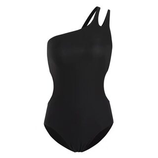 Aystudio Women's One-Piece Swimsuit, Sexy and Pure, with One-Shoulder Cutout, Tummy-Covering, Slimming, Small Bust Enhancing, Suitable for Vacation and Hot Springs