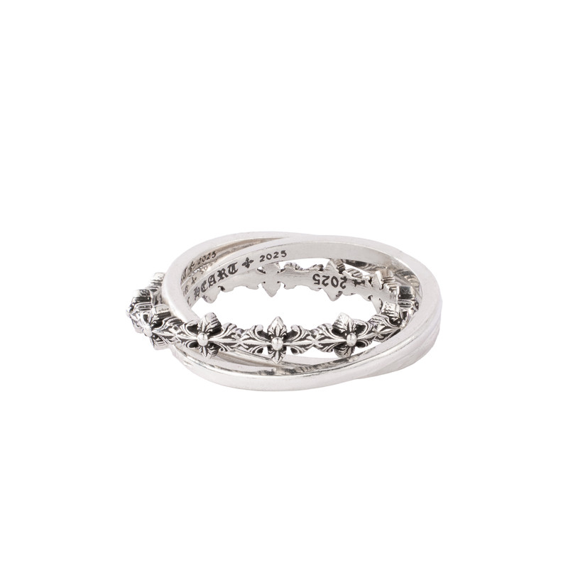 Gothic Heart 925 sterling silver three-band stacking ring