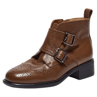 True beauty washed cowhide brogue fashion boots