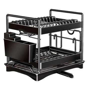 Kitchen household countertop double-layer dish drain storage rack