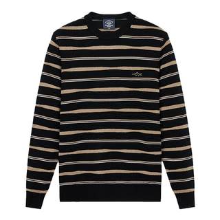 德鲨秋冬季撞色条纹羊毛衫男2024新款圆领套头针织衫毛衣