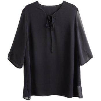 Fat lady chiffon shirt with diamond v-neck ol style