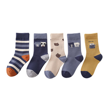 Spring and autumn high-tube long-tube mid-tube six-fingered mouse boys's socks children's pure cotton socks spring big children's boys and babysocks