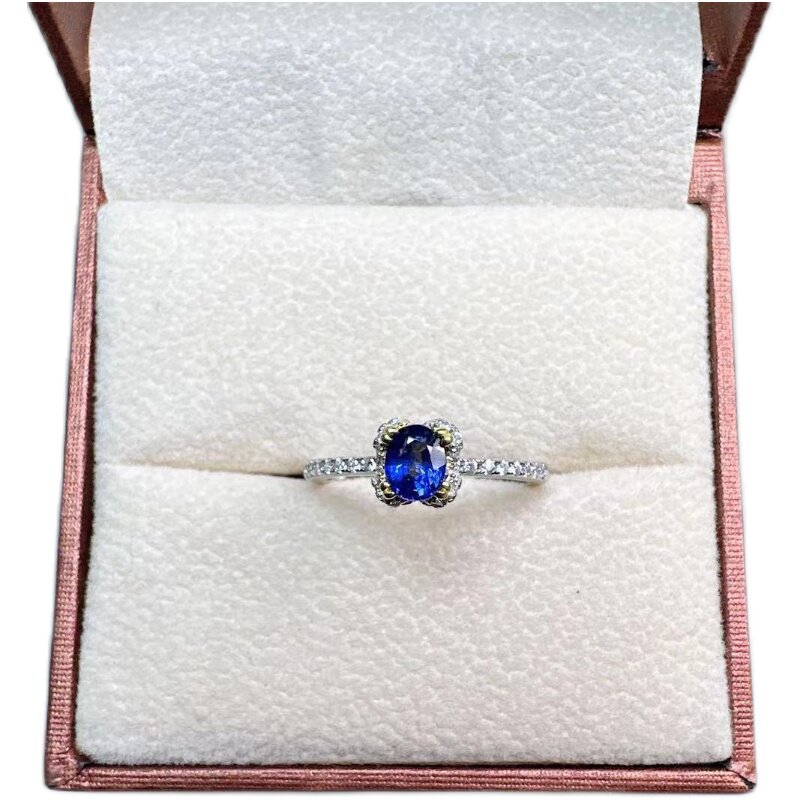 Natural royal blue sapphire ring 4 x 5 925 silver finely inlaid fashionable luxury colored gemstone jewelry