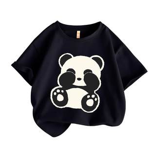 Children's short-sleeved t-shirt summer pure cotton panda clothes