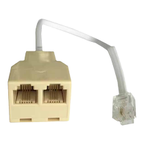 With three-way telephone line connector 3-way telephone line 1-to-2 adapter one-to-two adapter junction box