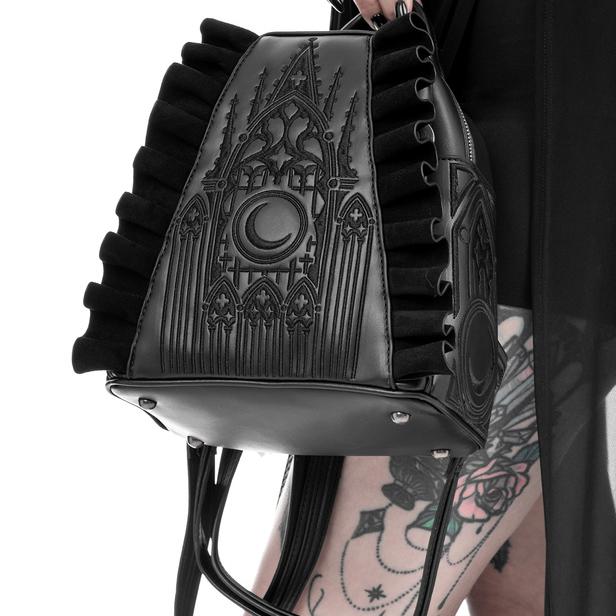 Eastern European Polish RESTYLE Dark Gothic Subculture Midnight Moon Church Carved Backpack