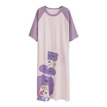 Yu Zhaolin nightgown ແຂນສັ້ນແມ່ຍິງຝ້າຍ summer pajamas 2023 ໃຫມ່ພາກຮຽນ spring ແລະ summer ຊຸດໃສ່ເຮືອນ