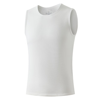 新款抗菌白色纯棉保暖背心男士加绒加厚内穿打底马甲坎肩秋冬季