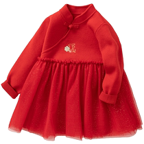 Balabala baby spring dress one-year-old dress girl skirt baby Chinese style