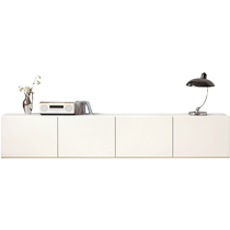 Genji Muyu solid wood TV cabinet cream style white floor-to-ceiling storage cabinet small apartment white living room floor cabinet low cabinet