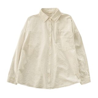 起风了 条纹衬衫女春季新款韩版设计感通勤显瘦港风长袖宽松衬衣