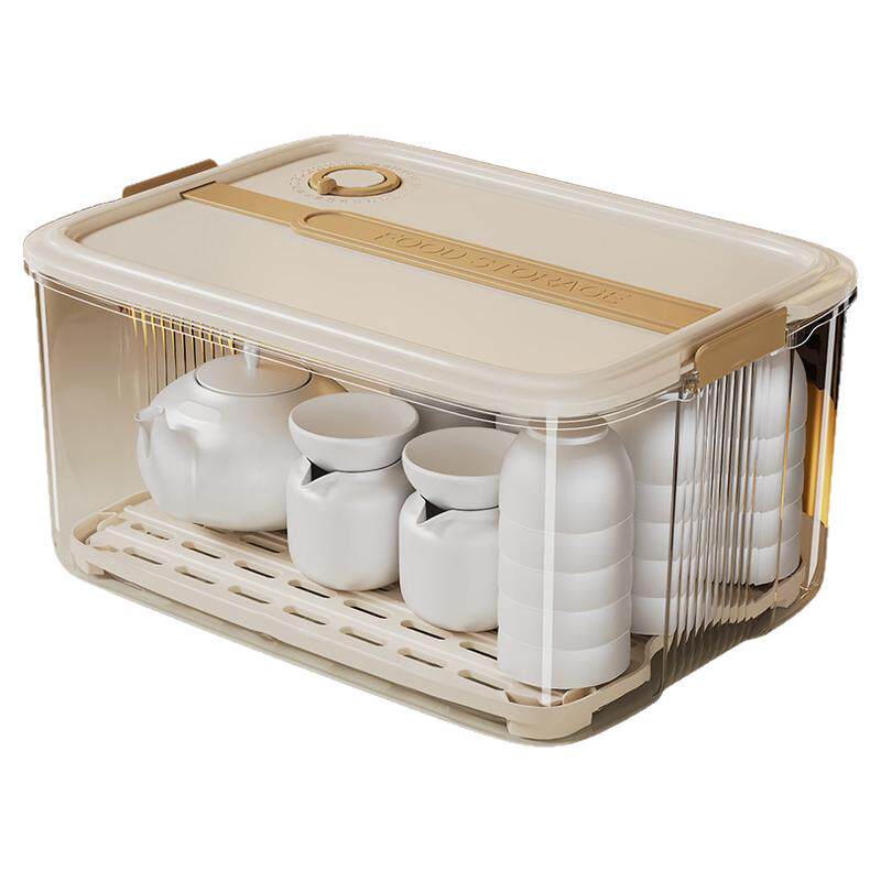 Large-capacity tea set storage box with lid to prevent dust