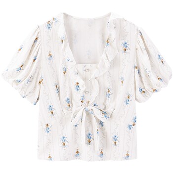 ໃຫ້ ip ພິມຮ່ວມ summer ເສື້ອ chiffon ໃຫມ່ ruffled ເທິງ c1cdg2204