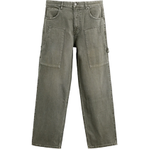 ZARA 2024 Autumn New Product Mens Loose Cotton Carpenter Style Pocket Decoration Washed Casual Pants 4877308