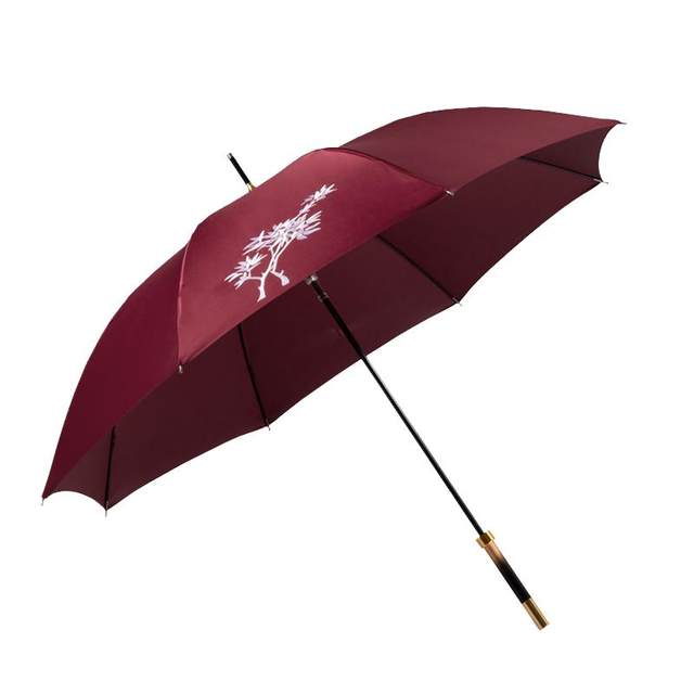 Foxrain high-end long-handled sunshade straight pole nine-tailed fox red umbrella embroidery high-end Li Dongxu same style umbrella