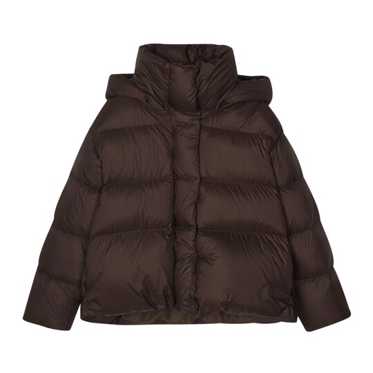 LESS95 chaqueta corta suelta con capucha de plumón de ganso blanco