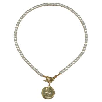 Pearl simple female coin necklace clavicle chain