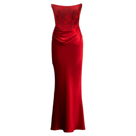 IRISY Bridal Strapless Engagement Dress Red Dressing Gown