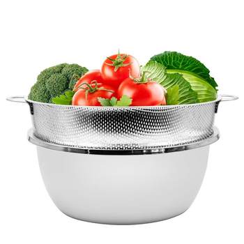 Thickened stainless steel basin household kitchen round rice washing