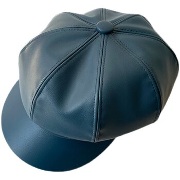 Black leather beret women's british design retro