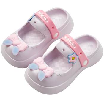 Balabala children's baotou croc shoes slippers beach shoes bow decoration sweet and cute girls shoes slippers