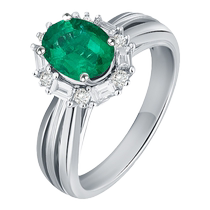 Cai Bai Jewelry 18K gold colored gem ring light luxury oval emerald ring gift 12#