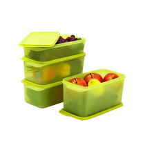 (Self-operated) Tupperware refrigerator slim laminated crisper 4-piece set of fruit and vegetable sealed storage boxes
