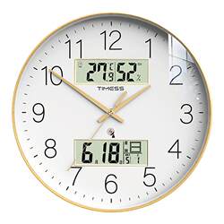 Timess Radio-Controlled Clock Wall Clock for Living Room Home Use Stylish Automatic Time Setting Radio Clock Silent Calendar Clock Wall-Mounted