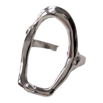 Korean version 925 silver irregular oval line ring