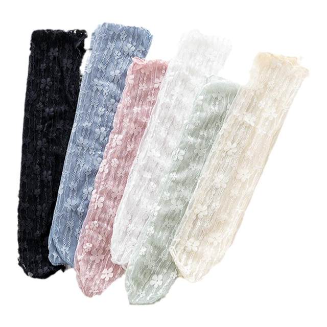 Stacked socks for women lace mid-tube socks spring and summer hollow princess style ultra-thin ins trendy mesh lace lace stockings