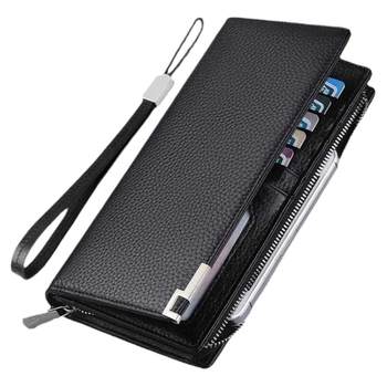 Playboy men's handbag genuine leather large capacity multi-card position trendy brand youth business card bag long zipper leather clip