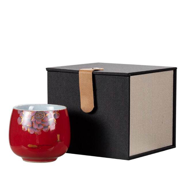 Red Glaze Ceramic Tea Cup Household Master Cup Single Cup Tea Cup Kung Fu Tea Set Cup Wedding Gift Box