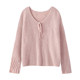 Pink long-sleeved v-neck gentle lazy style sweater temperament